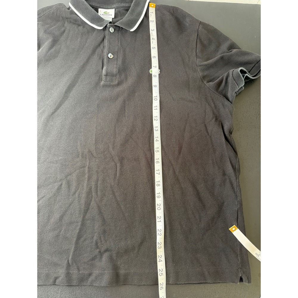 Lacoste Mens Size 7 XXL Black Cotton Pique Tipped Polo Shirt - Picture 8 of 12